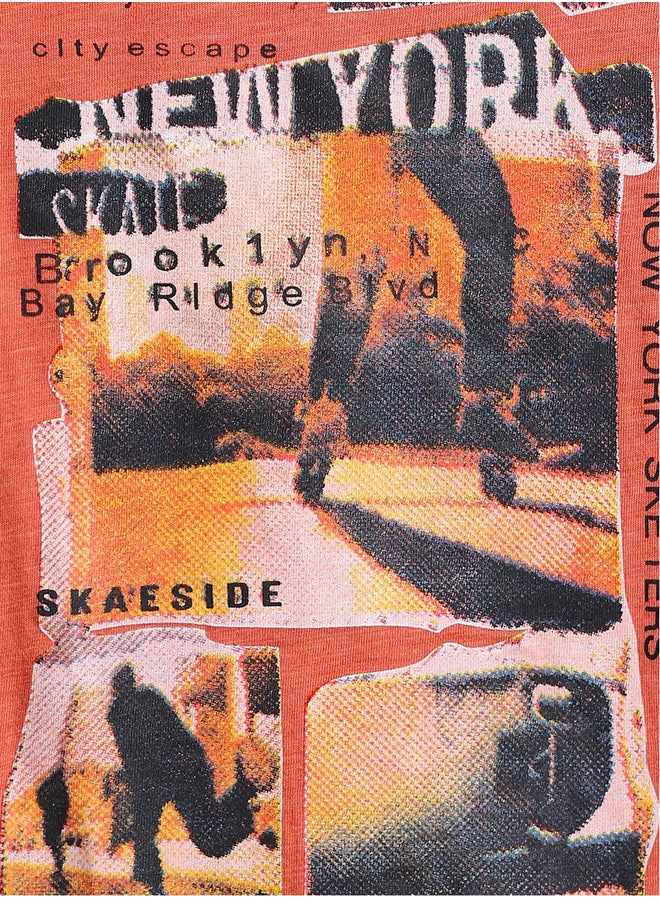 Andora - New York Printed Tee_Orange - Image 1