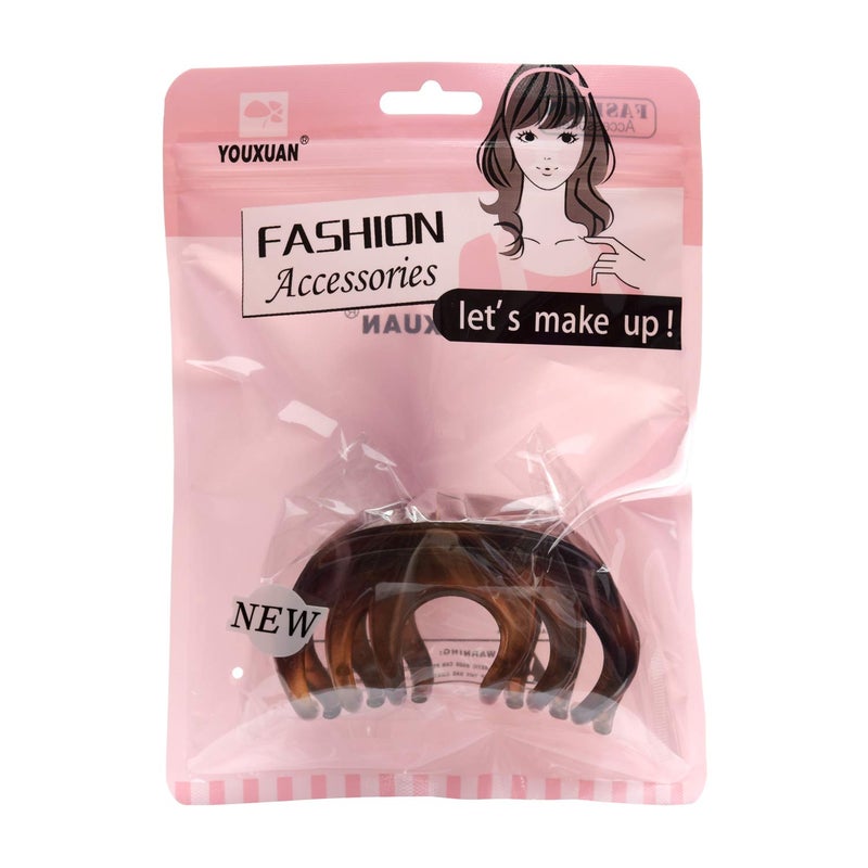 Youxuan 4 Inch Hair Claw for Women, Pretty Clip, Grip for Thick Hair, Coffee - Image 2