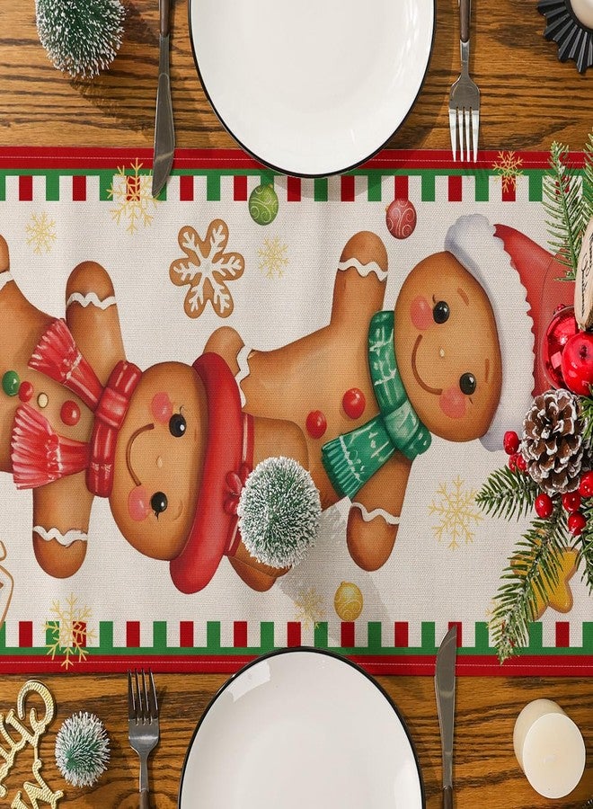 Siilues Christmas Table Runner, Xmas Funny Gingerbread Table Runner Seasonal Winter Merry Christmas New Year Holiday Home Party Decor Festival Decorations 13x90 Inch - Image 5