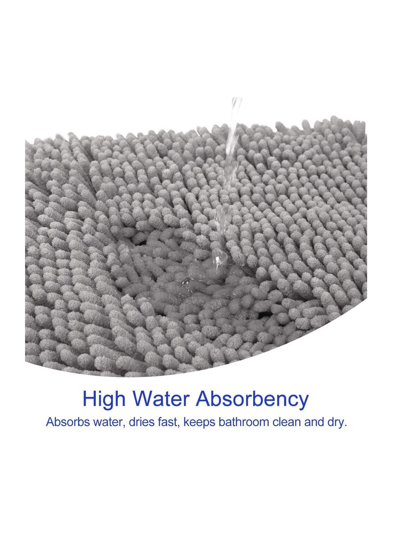 TYCOM 3 Piece Non Slip Fluffy Soft Plush Microfiber Washable Quick Dry Ultra Bath Mats For Tub Bathroom Rugs Bath Mat Light Grey.  - Image 3