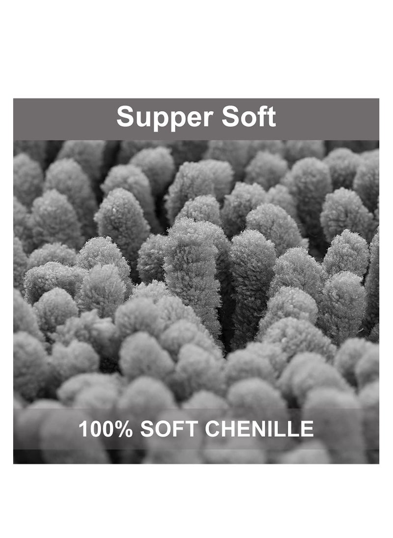 TYCOM 3 Piece Non Slip Fluffy Soft Plush Microfiber Washable Quick Dry Ultra Bath Mats For Tub Bathroom Rugs Bath Mat Light Grey.  - Image 5