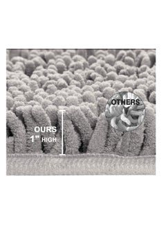 TYCOM 3 Piece Non Slip Fluffy Soft Plush Microfiber Washable Quick Dry Ultra Bath Mats For Tub Bathroom Rugs Bath Mat Light Grey.  - Image 2
