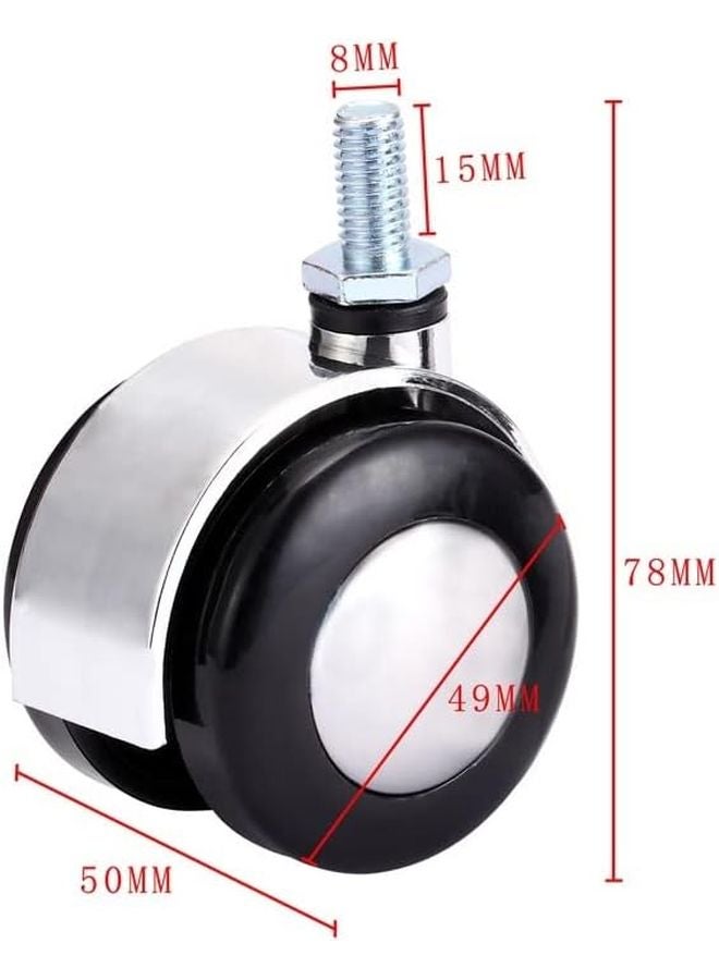 2 بوصة عجلات كاستر دوارة ثقيلة مع قفل مطاطي عربة صناعية سبيكة برغي كاستر بدون فرامل - Image 3
