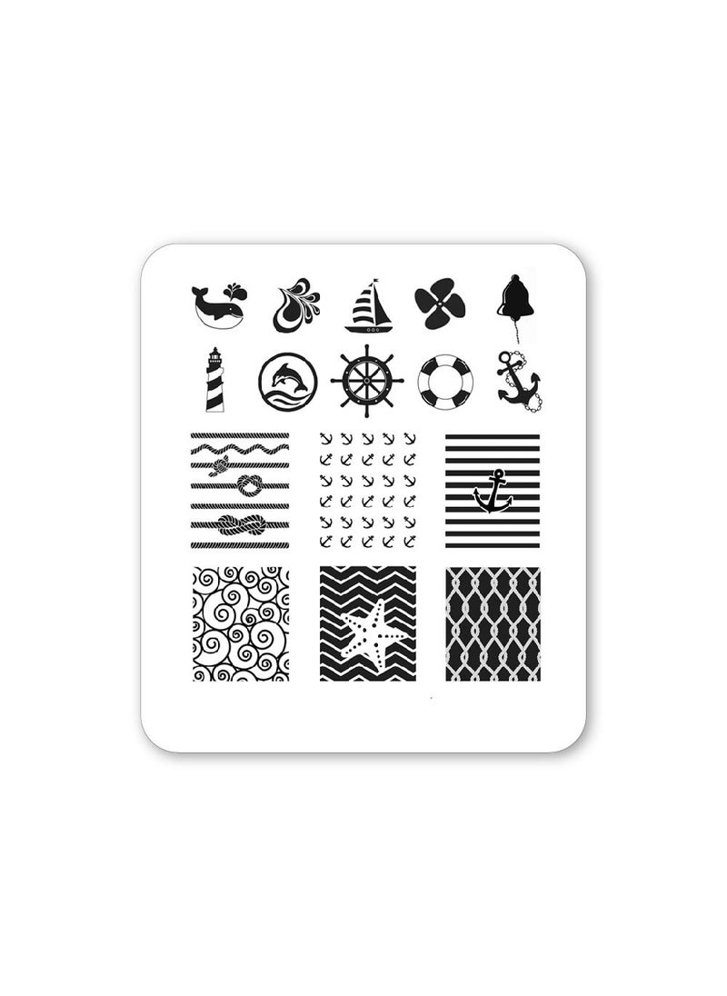 Winstonia - Nail Art Stamping Plate Summer Manicure Image Natural Ocean Template - Absolutely Nautical - Image 1
