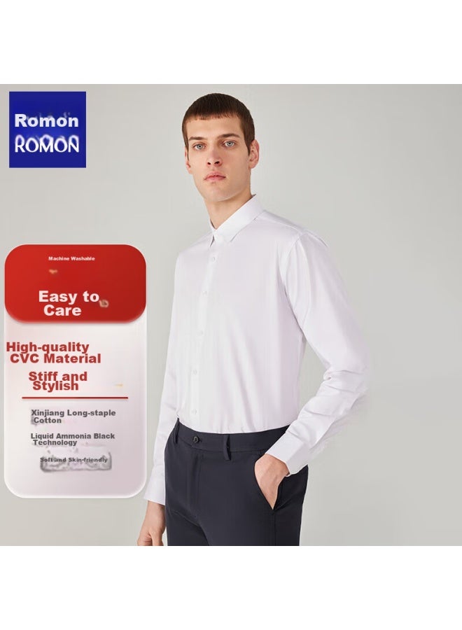 ROMON Romon Solid Color Business Professional Formal Men's Shirt, Work Uniform Men's Clothing, Long-sleeve Shirt For Men, Cs108, Black, Xl  - Image 2