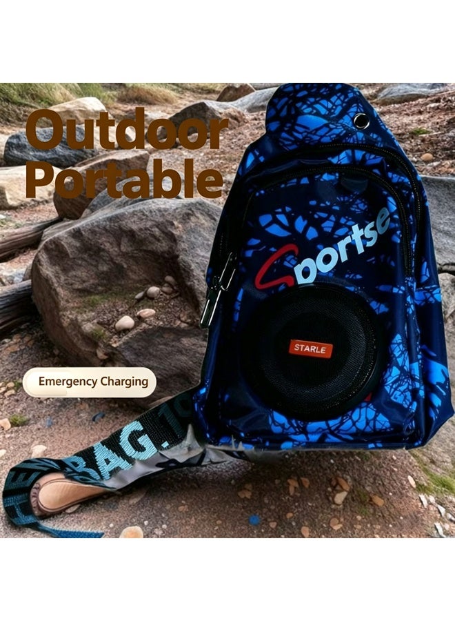 Chest Backpack With Bluetooth Speaker, Waterproof Sling Crossbody Bag with Emergency Charging Port for Outdoor Sports Camping Hiking - Image 2
