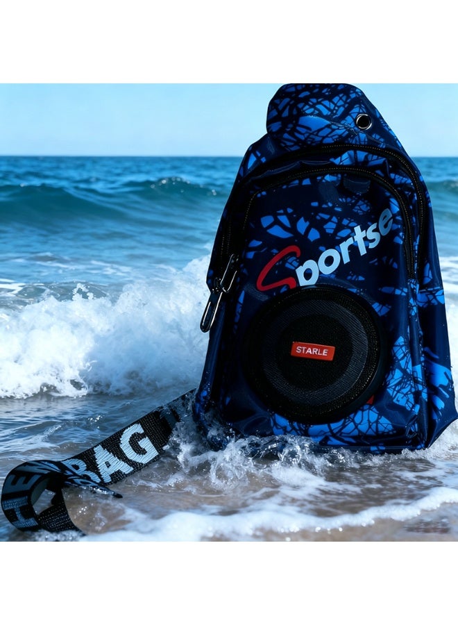 Chest Backpack With Bluetooth Speaker, Waterproof Sling Crossbody Bag with Emergency Charging Port for Outdoor Sports Camping Hiking - Image 3