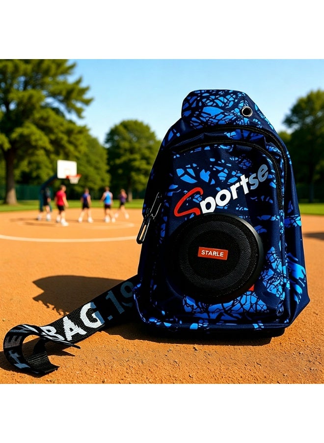 Chest Backpack With Bluetooth Speaker, Waterproof Sling Crossbody Bag with Emergency Charging Port for Outdoor Sports Camping Hiking - Image 4