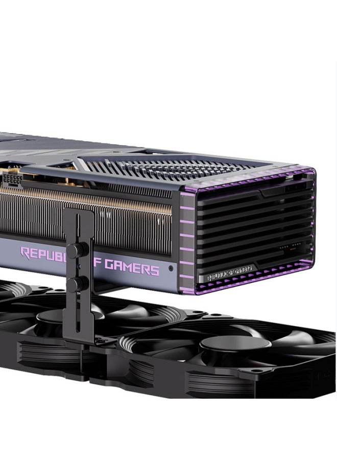 Loquat L8 Video Card Support Frame Sea View Room Chassis 12cm Fan Position Fixed Metal Bracket To Prevent Video Card Sagging Deformation-Color:Black Short Graphics Card Holder  - Image 4