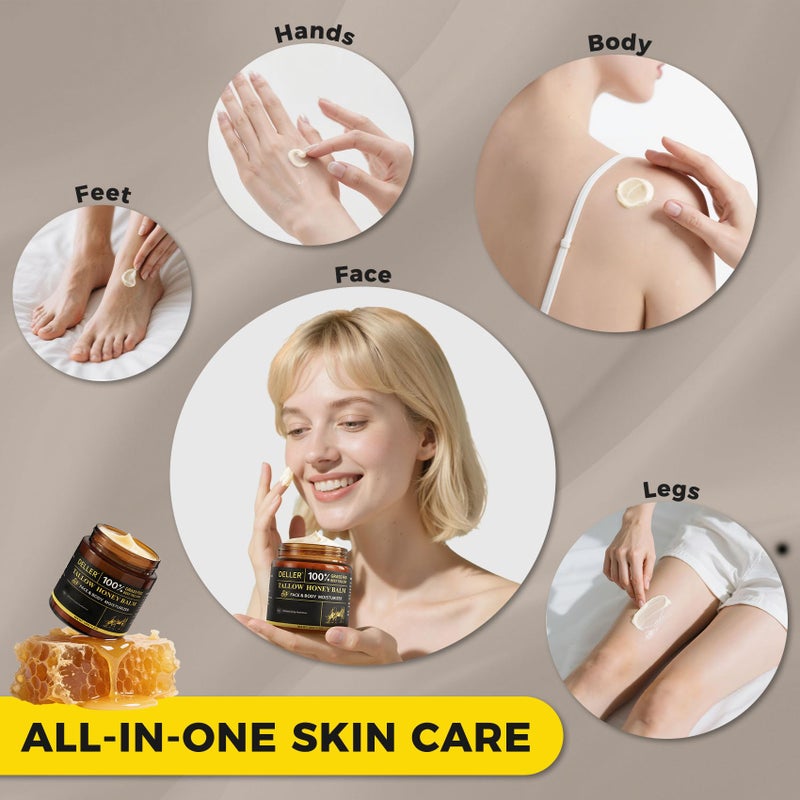Deller 4.2 OZ Beef Tallow for Skin Face, Grass Fed Beef Tallow with Honey Bee Venom Cream Natural Tallow and Honey Balm, Deep Hydration Tallow Face Moisturizer for All Skin Types - Image 4