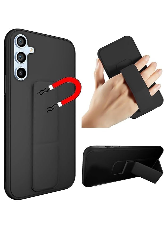 Denx Samsung Galaxy A36 5G And Samsung Galaxy A56 5G Back Stand Case Magnetic Car Holder Soft Silicone Horizontal & Vertical Kickstand Cover Wrist Strap Full protection Case for Samsung Galaxy A36 5G And Samsung Galaxy A56 5G (Black) - Image 1