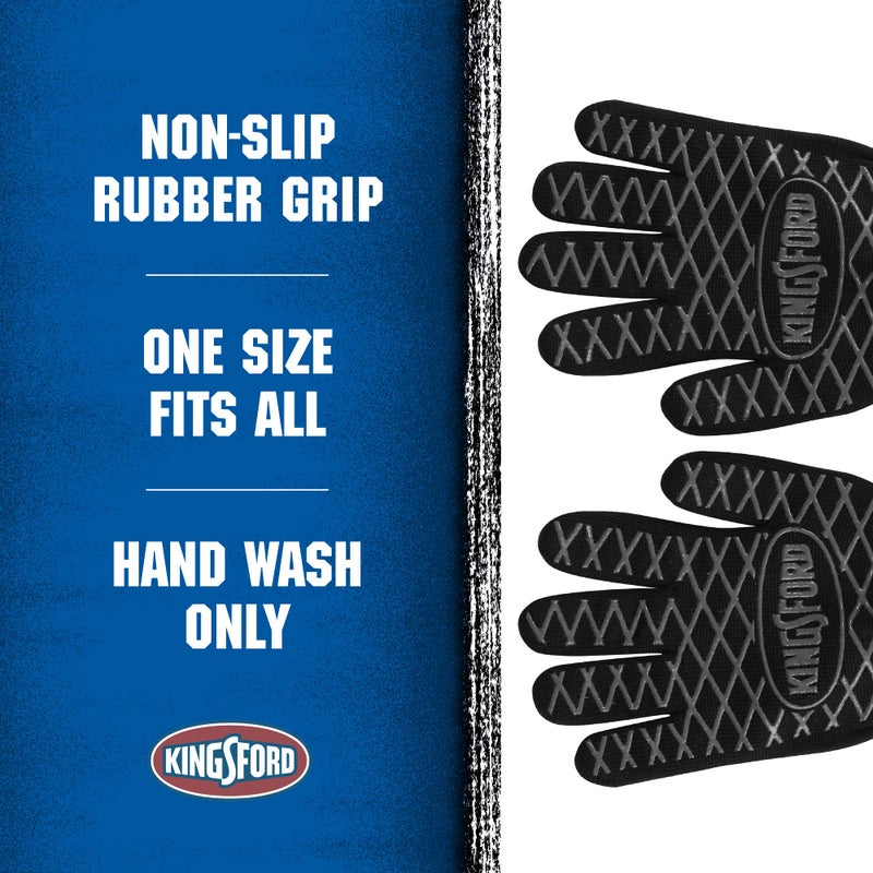 Kingsford Extreme Heat BBQ Grill Gloves, 2 Count | Heat Resistant Barbecue Gloves | The Ultimate Heat Barrier Silicone Grilling Gloves with Anti-Slip Safe Grip, Black, 1 Size Fits All - Image 3