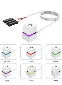 Computer Desktop Switch Button Internet Cafe Desktop Power Supply Startup Button Home External Button Extension Cable-Color:White Shell Green 4m+1 Shunt Line
