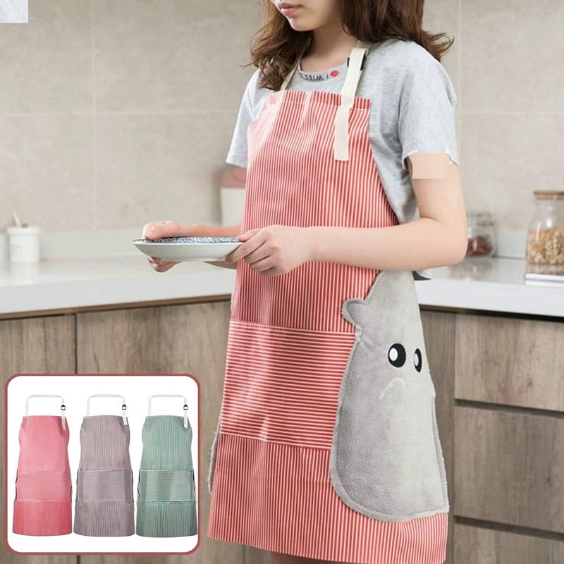 Omdhanu Kitchen Apron Adjustable With Large Pocket Oxford Cloth Comfortable Breathable Durable Cooking Apron For Men Women Machine Washable 1Pcs Multicolor - Image 4