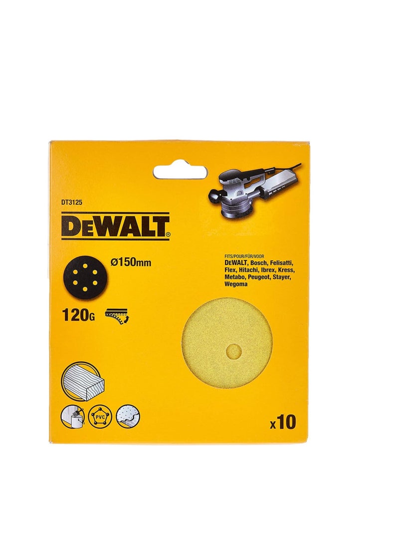 DEWALT 150mm Sanding Disc Pack Of 10 Multipurpose Wood paint Dry