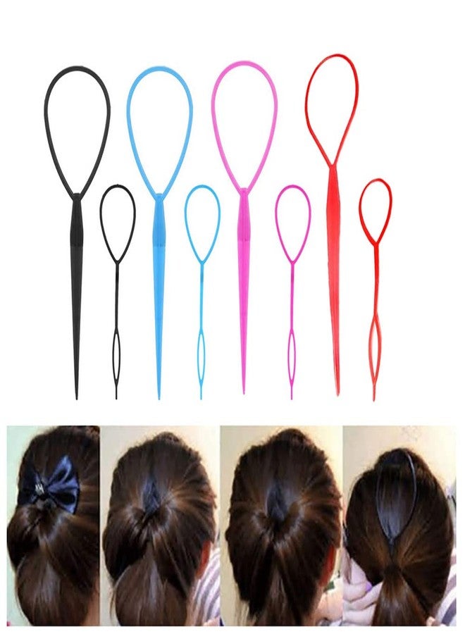 nanaxagly 4 Pairs Hair Tail Tools, Hair Braid Accessories, Ponytail Maker for women Girs, French Braid Tool Loop for Hair Styling (4 Colors Set) - Image 2