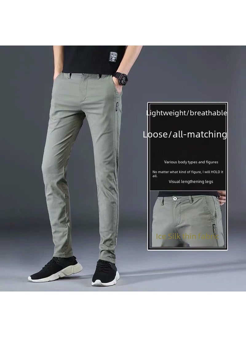Factory direct men's pants 2021 spring and summer new thin slim straight pants youth versatile stretch casual pants