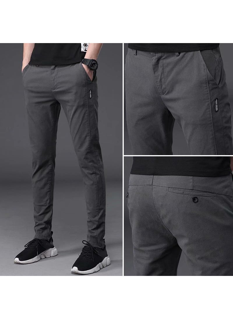 Factory direct men's pants 2021 spring and summer new thin slim straight pants youth versatile stretch casual pants