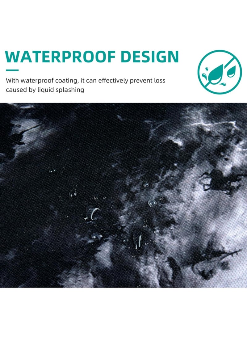 لوحة ماوس ألعاب كبيرة باللونين الأبيض والأسود من هوبي باد للمكتب، حصيرة مكتب بحواف مطوية، وسادة مكتب مقاومة للماء، قاعدة مطاطية مانعة للانزلاق، 70 × 30 سم - Image 5