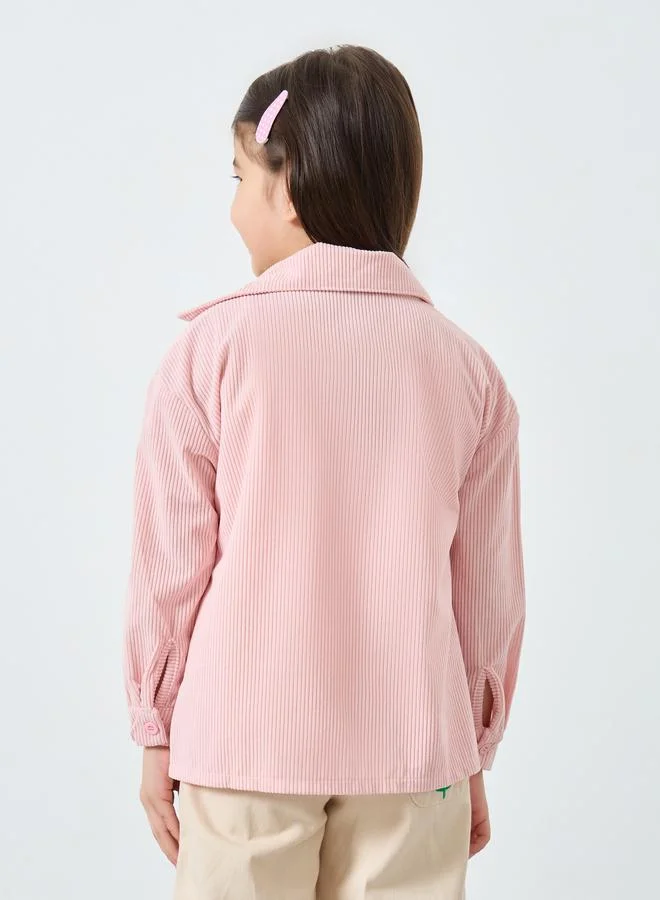 Styli Styli Girls Corduroy Shirt with Flap Pockets