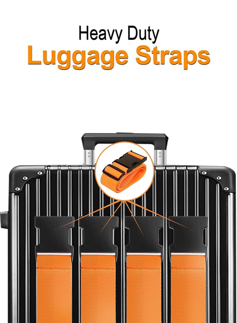 JoyousSto Luggage Straps for Suitcases 4 Pack, Travel Essentials, Luggage Strap for Travel Suitcase & Bag Closure and for Easy Identification, Travel Accessories for Safety & Convenience,Orange - Image 3