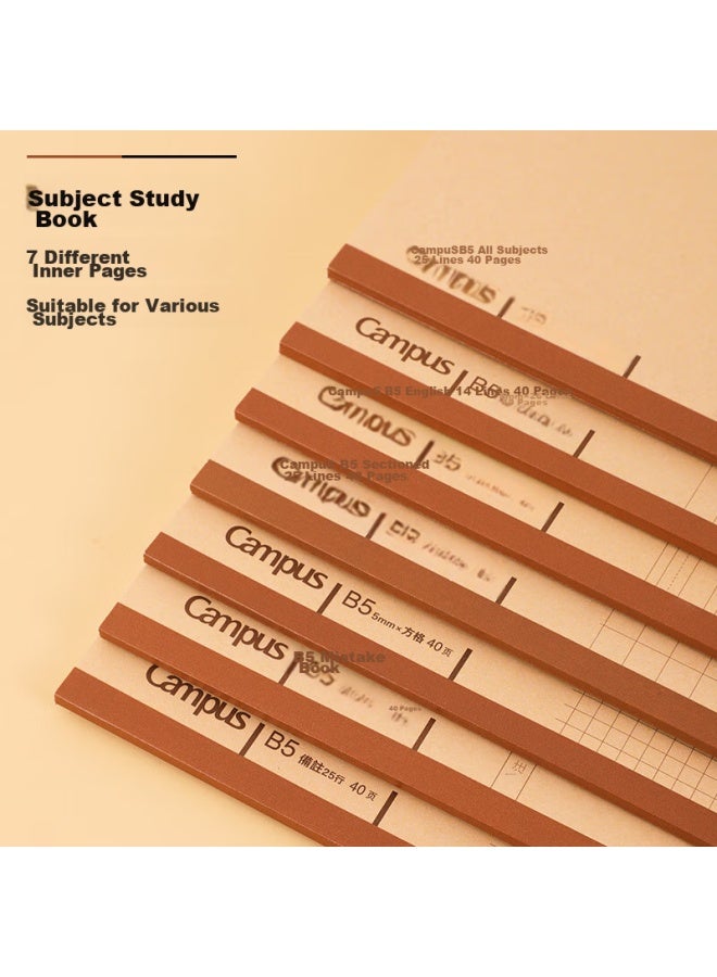 Kokuyo Campus Notebook, Kraft Paper Series, B5 Student Journal, 5mm Grid, 80 Pages, 3 Books, Wcn-cnb18605 - Image 1