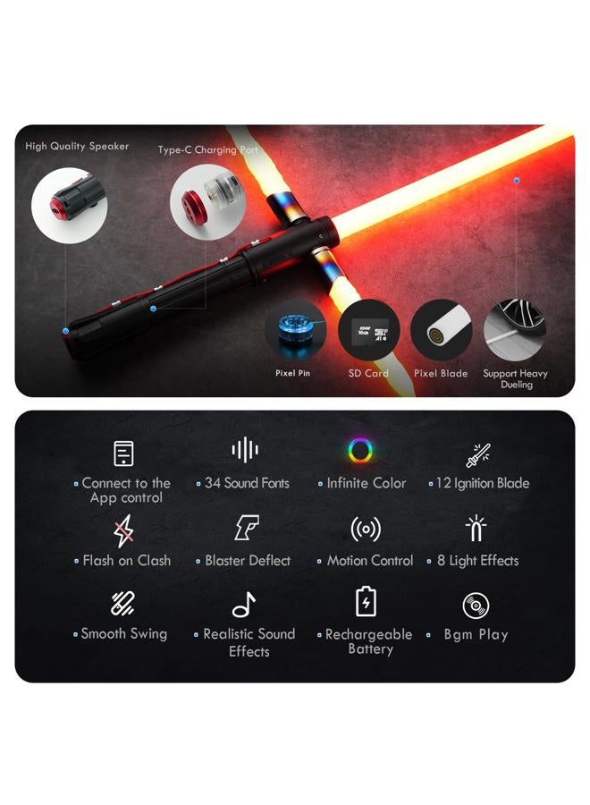 DAMIENSABER سيف ضوء زينوبكسل V3 بسلاسة مع حارس متقاطع، 34 صوتًا مع تحكم بالحركة، سيف ضوء قابل لإعادة الشحن للبالغين - Image 2