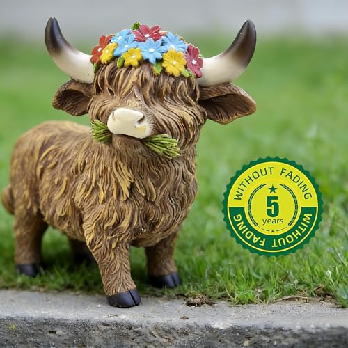 LEGIFO Highland Cow Figurine Set of 3, Funny Art Sculpture for Garden Backyard Patio Lawn Decorations, Outdoor Decor Statue Gift for Women Mom Grandma, Christmas Birthday - Image 4