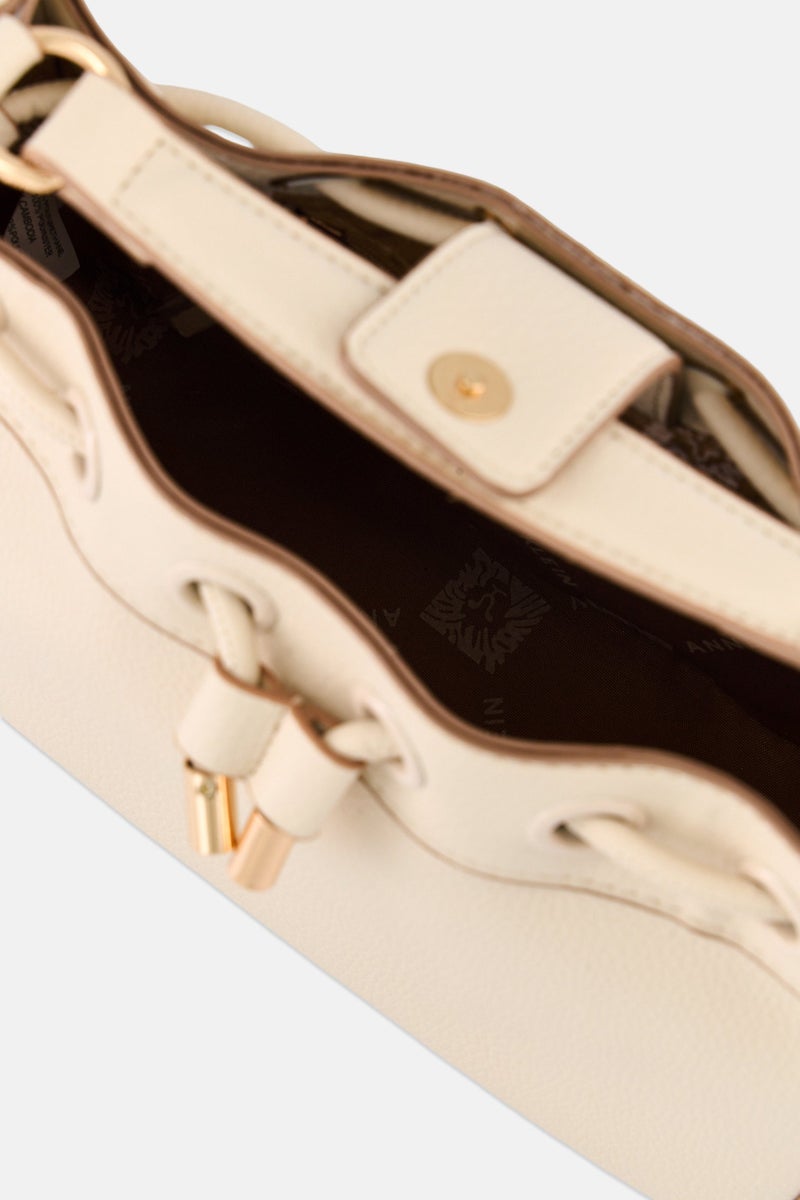 ANNE KLEIN Women Brand Logo Hand Bag, Cream - Image 3