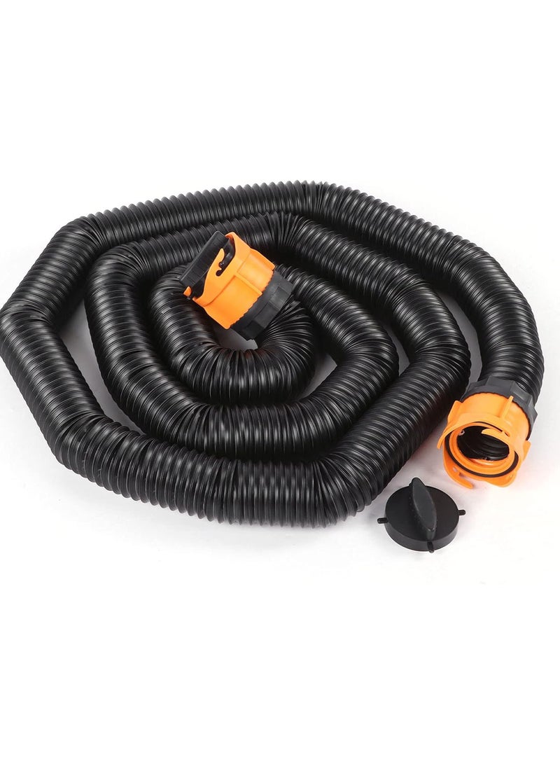GGOOT RV Sewer Hose Kit, 15ft Good Sealing Sewer Hose Sewage Pipe Kit with Swivel Adapter Translucent Elbow Storage Caps, Bayonets Type Installation Universal Sewer Hose RV Campers Parts  - Image 1