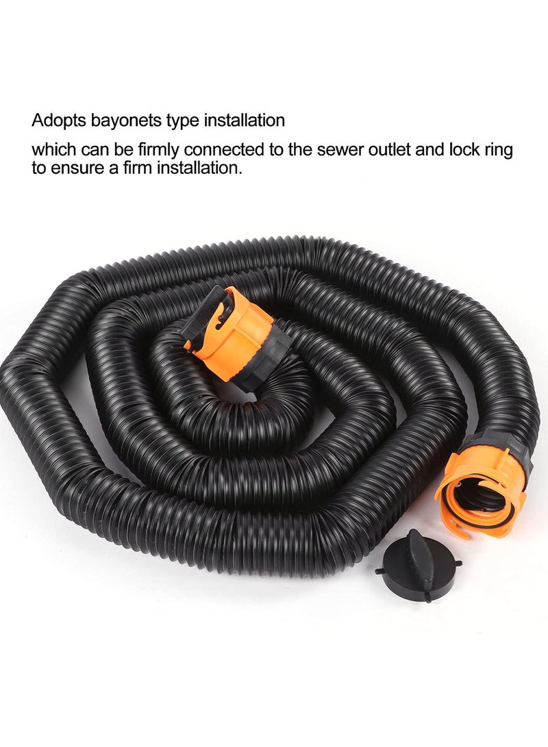 GGOOT RV Sewer Hose Kit, 15ft Good Sealing Sewer Hose Sewage Pipe Kit with Swivel Adapter Translucent Elbow Storage Caps, Bayonets Type Installation Universal Sewer Hose RV Campers Parts  - Image 4