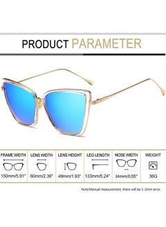 Joopin Oversized Cateye Sunglasses Cat Eye Sun Glasses Uv400 Trendy Beacky Shades For Women Ladies (All Black+ Mirrored Blue)  - Image 3