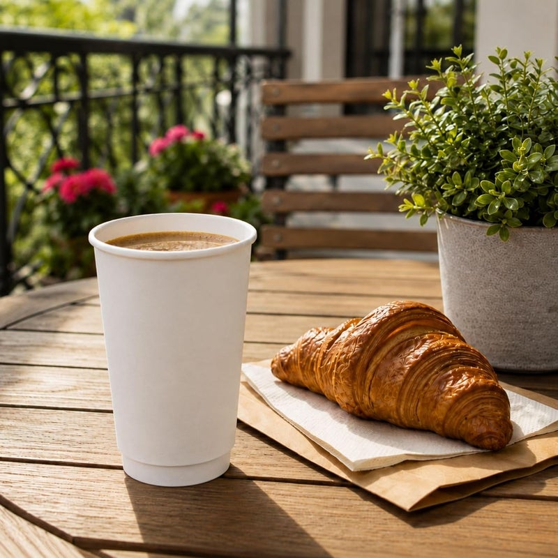 Restaurantware 500-CT Disposable White 16-oz Hot Beverage Cups with Double Wall Design: No Need for Sleeves - Perfect for Cafes - Eco Friendly Recyclable Paper - Insulated - Wholesale Takeout Coffee Cup - Image 3