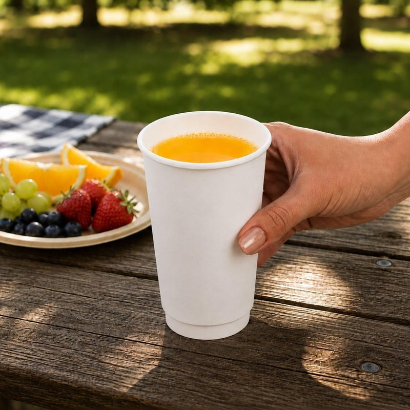 Restaurantware 500-CT Disposable White 16-oz Hot Beverage Cups with Double Wall Design: No Need for Sleeves - Perfect for Cafes - Eco Friendly Recyclable Paper - Insulated - Wholesale Takeout Coffee Cup - Image 4