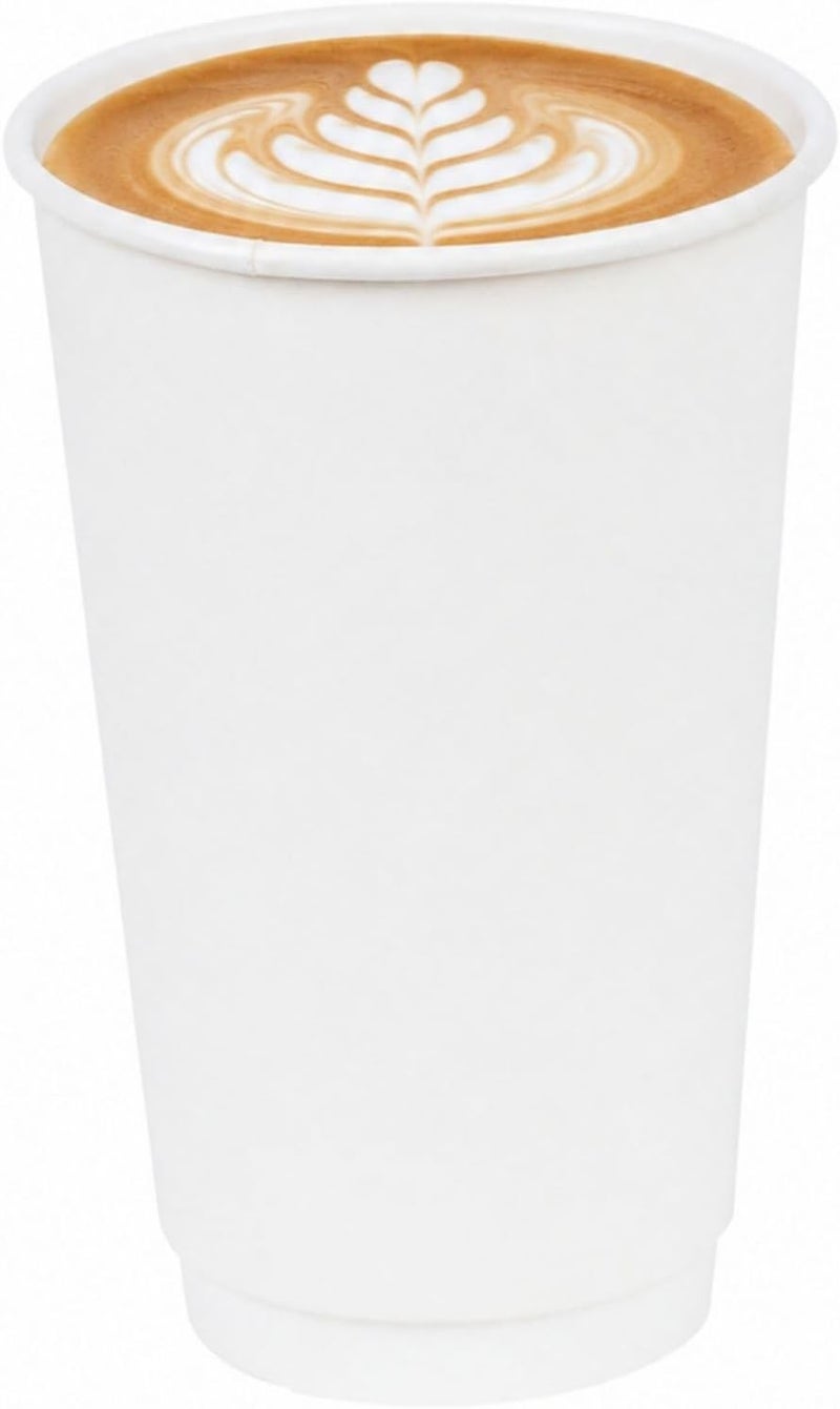 Restaurantware 500-CT Disposable White 16-oz Hot Beverage Cups with Double Wall Design: No Need for Sleeves - Perfect for Cafes - Eco Friendly Recyclable Paper - Insulated - Wholesale Takeout Coffee Cup - Image 1