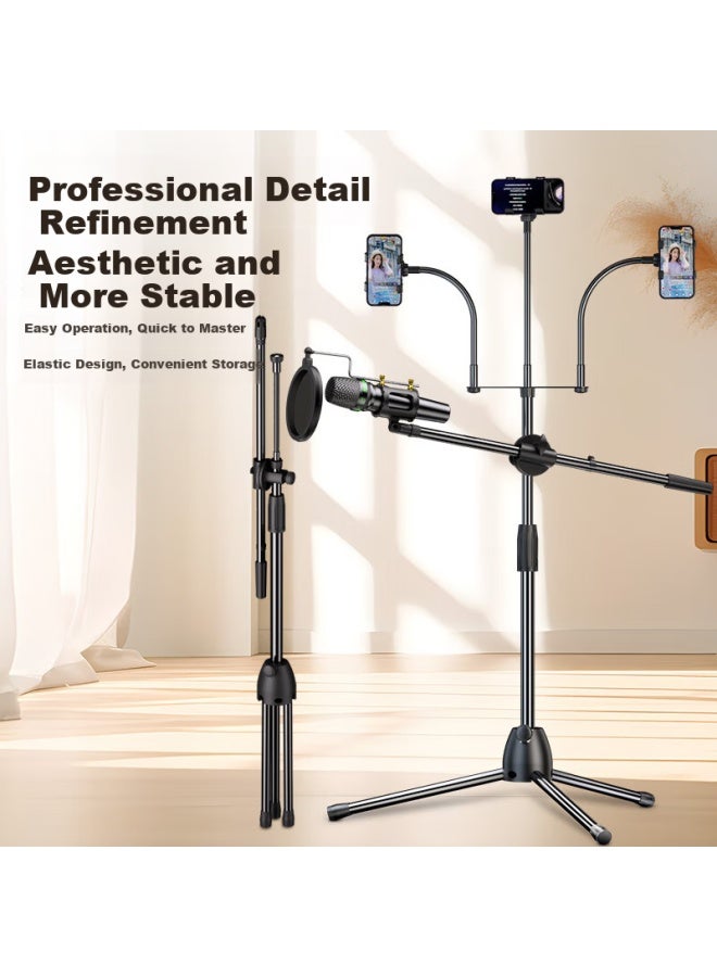 Nintaus Hy-103d Microphone Mobile Phone Tablet Stand Adjustable Floor Lifting Microphone Boom Arm Telescopic Tripod For Aerobics Stage Singing Meeting Speech - Image 4