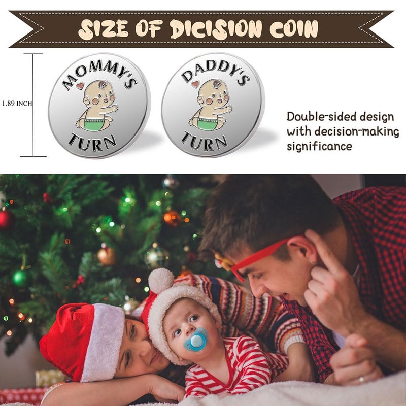 Vichona New Parent Decision Coin Funny Pregnancy Gifts for First Time Moms Dads, Cute New Parents Gift Mommy Daddy Couples Gift Ideas, Gag Gift for Baby Shower Birthday Fathers Day - Image 2