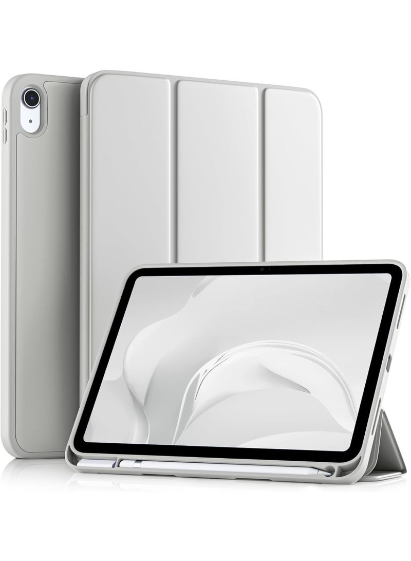 حافظة iPad 10.9 الجيل العاشر (2022) / iPad الجيل الحادي عشر A16 (2025) - غطاء نحيف مغناطيسي ثلاثي الطي مع حامل قلم رصاص، خاصية السكون/التنشيط التلقائي، حماية خفيفة الوزن ومقاومة للصدمات، لون أبيض - Image 1