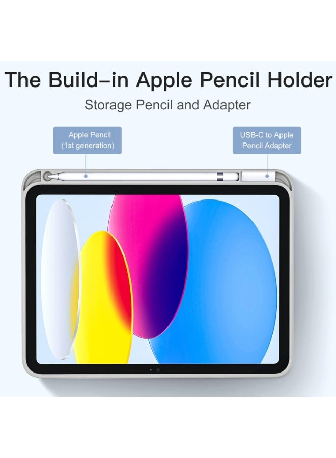 حافظة iPad 10.9 الجيل العاشر (2022) / iPad الجيل الحادي عشر A16 (2025) - غطاء نحيف مغناطيسي ثلاثي الطي مع حامل قلم رصاص، خاصية السكون/التنشيط التلقائي، حماية خفيفة الوزن ومقاومة للصدمات، لون أبيض - Image 5