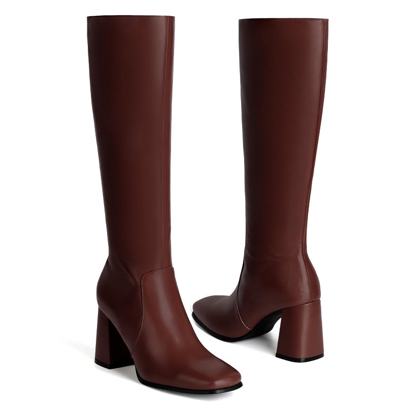 Vipost 3.35-inch Square Toe Knee High Boots for Women, Chunky Block Heel Tall Boots for Women with Side Zipper, Fashion Comfortable Long Fall Winter Boot 2025 - Image 4
