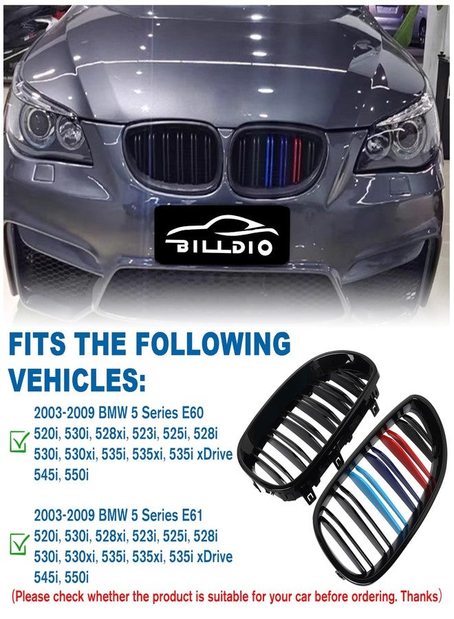 BILLDIO E60 Grille - Front Kidney Color Grill Compatible with 2003-2009 BMW 5 series 520i,523i,525i,528i,530i,535i,550i,Double Slats 2Pcs - Image 4