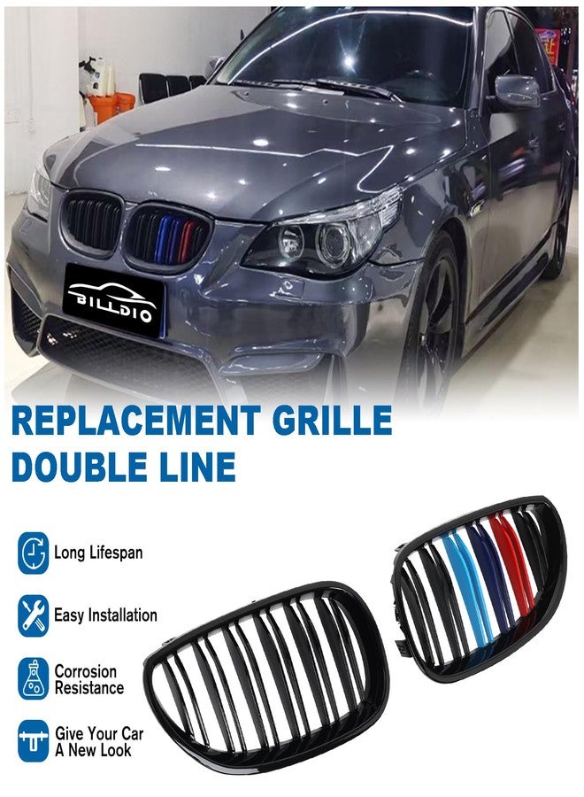 BILLDIO E60 Grille - Front Kidney Color Grill Compatible with 2003-2009 BMW 5 series 520i,523i,525i,528i,530i,535i,550i,Double Slats 2Pcs - Image 2