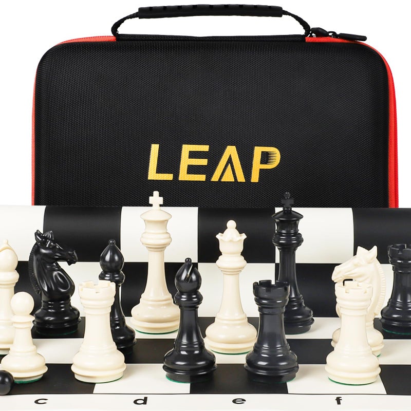 Tournament Chess Set 20x20 Foldable Silicone Chess Board 375 King Height Plastic Quadruple Weighted Classic Staunton PiecesStorage Bag for Beginner Adult