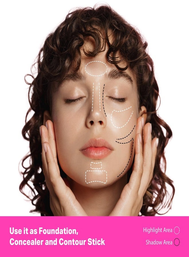 Ruby Kisses أساس عصا 3 في 1 من روبي كيسز بتغطية كاملة طبيعية. سهل التطبيق، مرطب، خفيف الوزن، يدوم طويلاً، عصا خافي العيوب وتحديد الوجه (كستناء) - Image 3