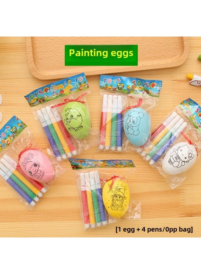Micro-business Push Hand Bell Baby Bell Children's Toys Kindergarten Small Gifts One Yuan Two Yuan Stall Supply-Color:4 Pens Painting Eggs 1 Bag - Image 1