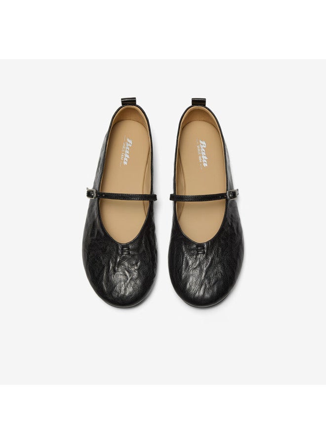 Bata Sheepskin Single Dance Spring And Autumn Soft Sole Mary Jane Shoes 53968cq5 Black 38 - Image 3
