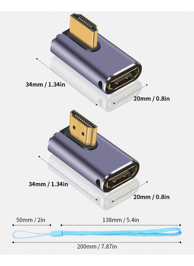 Duttek Duttek 8K 90 Degree HDMI Adapter, Left & Right Angle HDMI Adapter 48Gbps, UHD HDMI 2.1 Male to Female Extender Connector with 8K@60Hz, 4K@120Hz, for HDTVs, PC, Laptop (2 Pack)  - Image 4