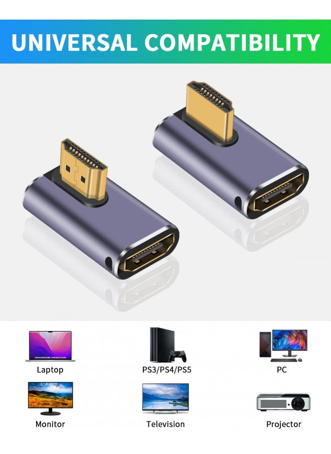 Duttek Duttek 8K 90 Degree HDMI Adapter, Left & Right Angle HDMI Adapter 48Gbps, UHD HDMI 2.1 Male to Female Extender Connector with 8K@60Hz, 4K@120Hz, for HDTVs, PC, Laptop (2 Pack)  - Image 1