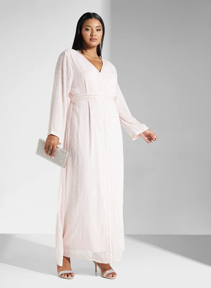 Khizana Belted Swiss Dot Dress