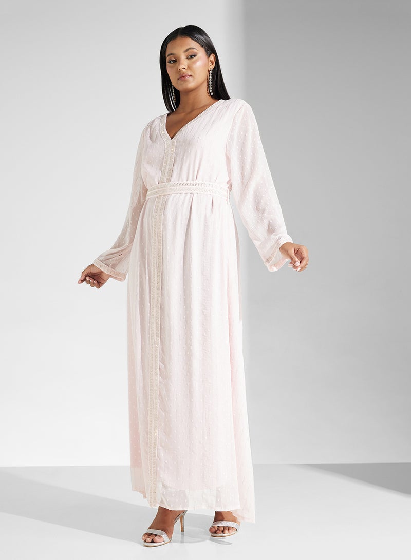 Khizana Belted Swiss Dot Dress - Image 1